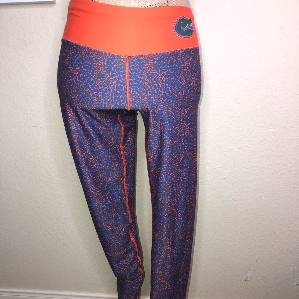 Florida Gators Leggings in Orange & Blue Print with Florida Gator on Waist Sz S